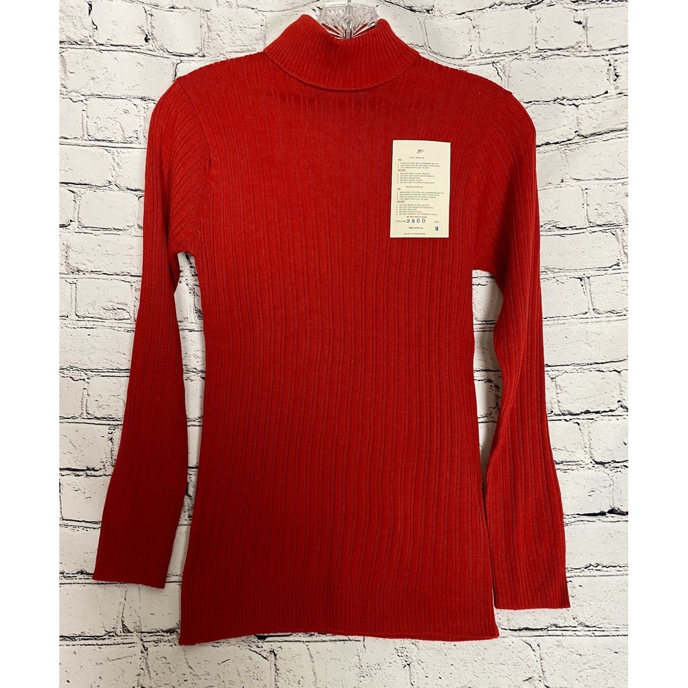 Vintage NWT‎ Atkins Women's Red M Ribbed Zippered Turtleneck Retro Disco 70s